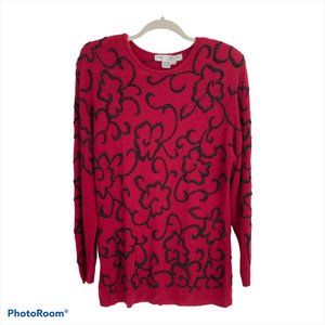 Nancy Johnson Red Black Beaded Sweater 12